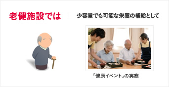 老健施設では少容量でも可能な栄養の補給として「健康イベント」の実施健康イベント